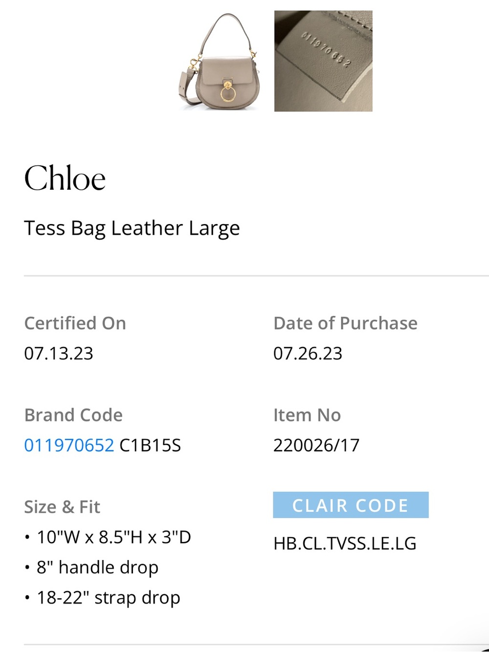 Chloe Tess bag leather large great used condition 100% authentic - Picture 16 of 16